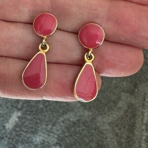 Elegant Pink and Gold Drop Earrings